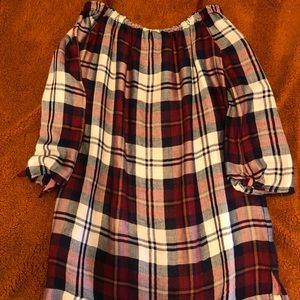 Off the shoulder plaid tunic